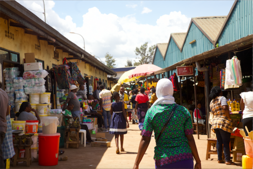 Visiting the market in Kigali.